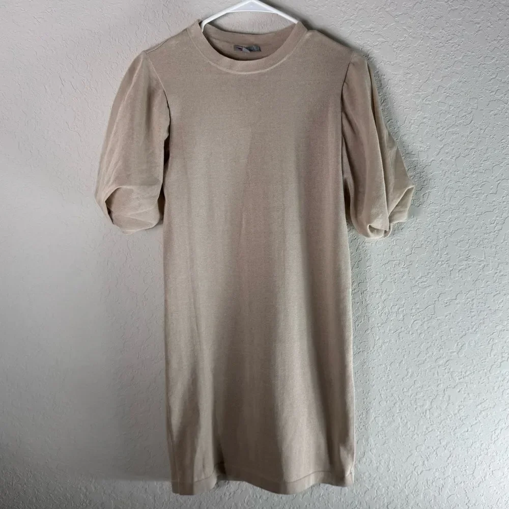 COS Cream Knitted Sheer Dress Puff Sleeves Size EUR XS - Picture 3 of 10